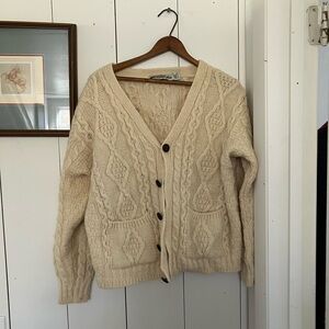 100% Wool Irish Aran Crafts Cardigan